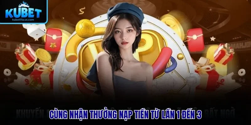 Cùng nhận thưởng nạp tiền từ lần 1 đến 3